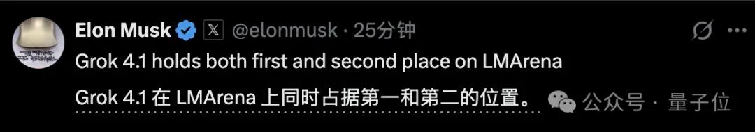 马斯克悄然发布 Grok 4.1,霸榜大模型竞技场所有排行榜