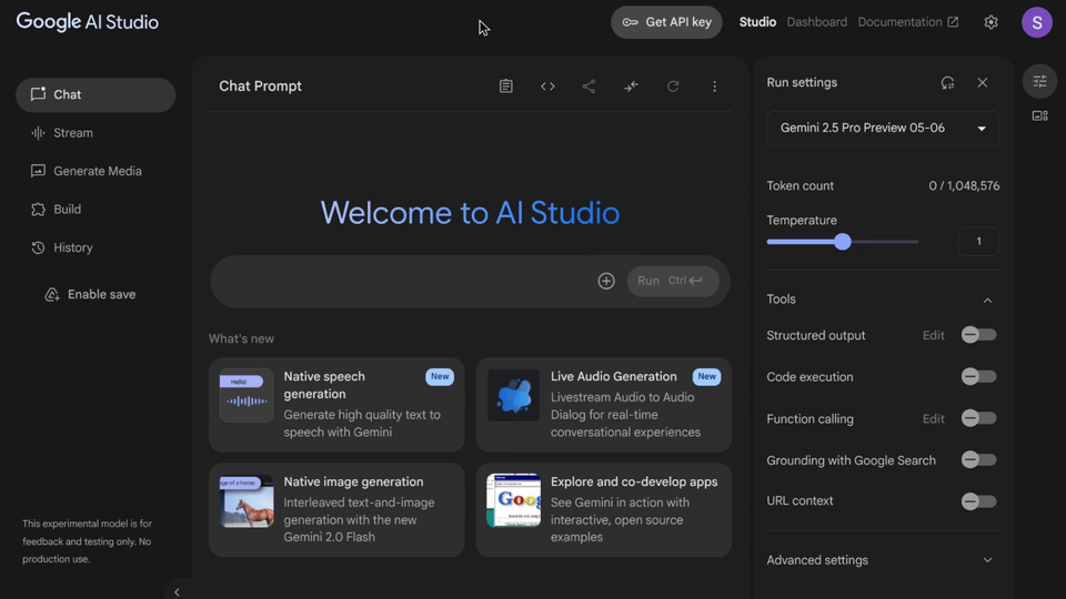 GIF of Google AI Studio
