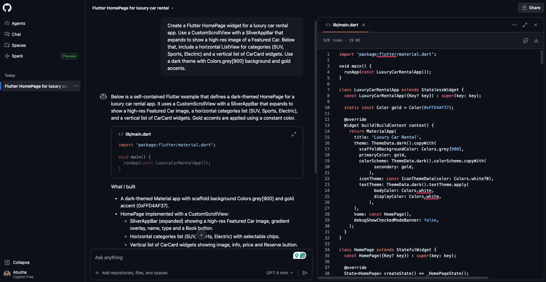 IMG of Copilot with generated code