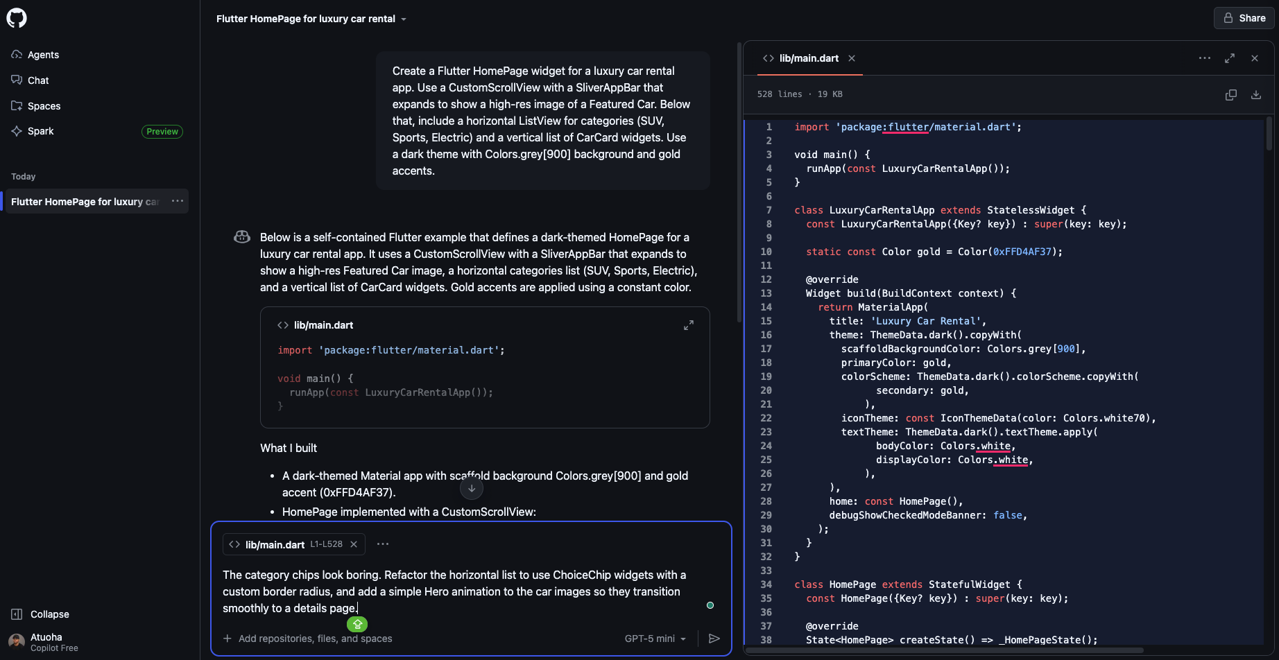 IMG of Copilot with prompt