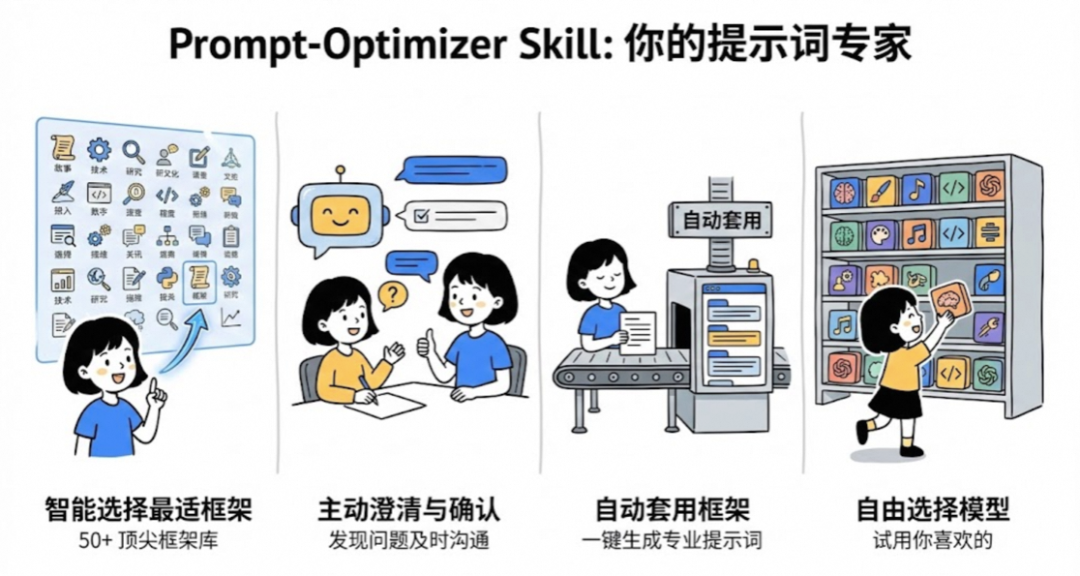 Stop Writing Prompts Manually! Requirement Clarification + 50+ Professional Framework Auto-Matching for 10x Efficiency!